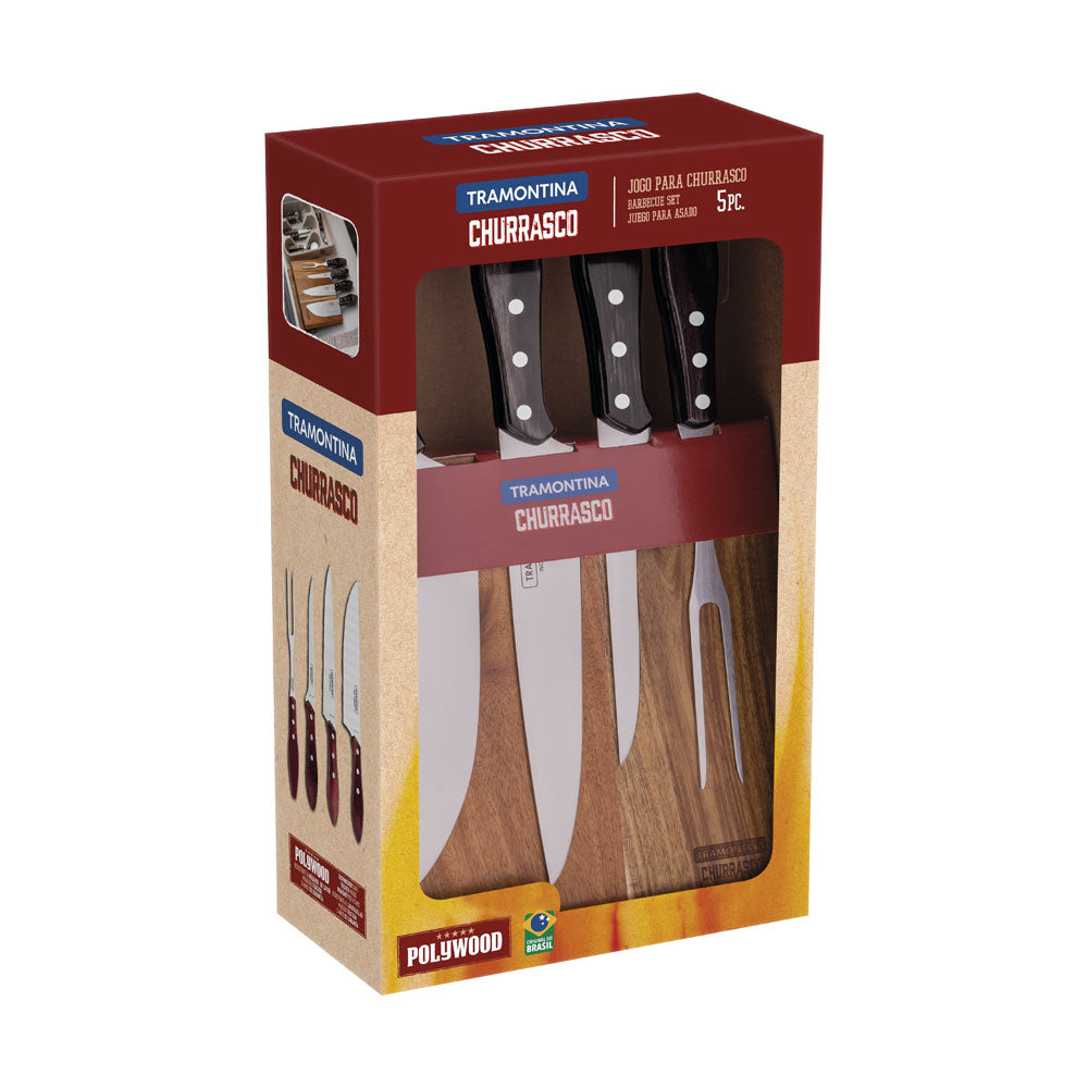 Churrasco BBQ 5 Pc Cutlery Set with Magnetic Block - Tramontina US